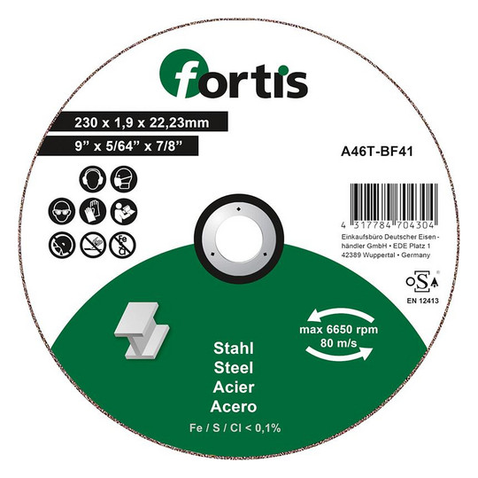 fortis-Trennscheibe Stahl, gerade - 230x1,9mm
