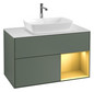 V&B Waschtisch-Unterschrank Wandbeleuchtung Finion 100cm, Abdeckplatte white matt, Regal Gold matt lacquer, Olive Matt Lacquer