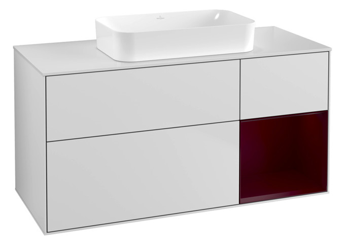V&B Waschtisch-Unterschrank Finion 120x60,3x50,1cm, Regal rechts Peony, White matt lacquer