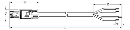 Systemverbindung 4p Serie 774 H05VV-F sw 1,5qmm 4x1,5qmm L6000mm Buchse fr.Ende