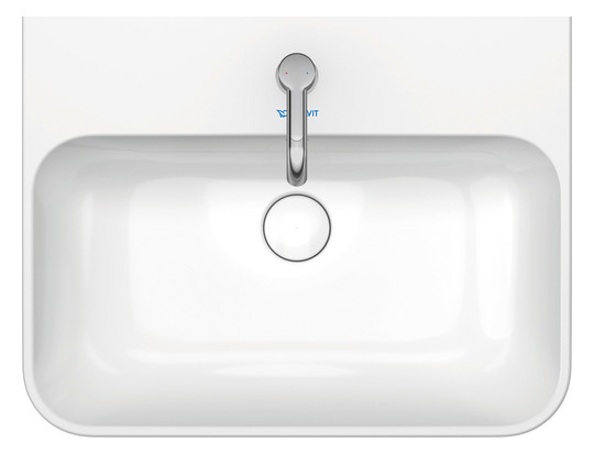 Duravit Aufsatz-Waschtisch Happy D.2 Plus 60x46cm, geschliffen, mit Hahnloch, Überlauf, Hahnlochbank, weiß WonderGliss