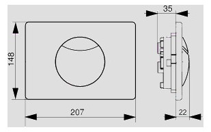 Sanit Betätigungsplatte S 703 2-Mengenspülung, mit Sicherungsschraube, Edelstahl
