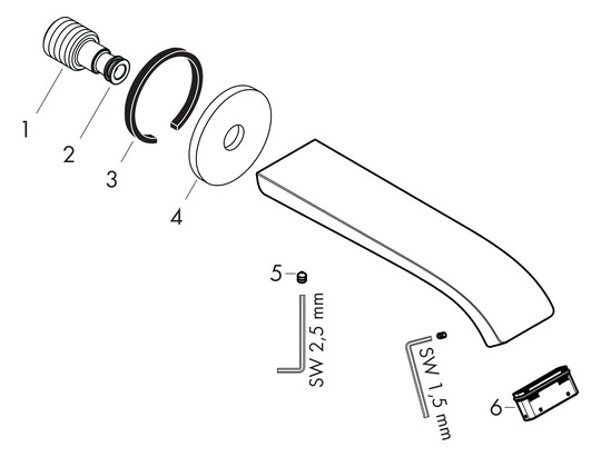hansgrohe Wanneneinlauf Vivenis Wandmontage, Ausladung 202mm, mattweiß