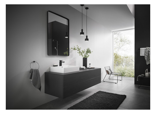 hansgrohe Waschtisch-Einhebelmischer 100 Vernis Shape mit Zugstangen-Ablaufgarnitur, mattschwarz