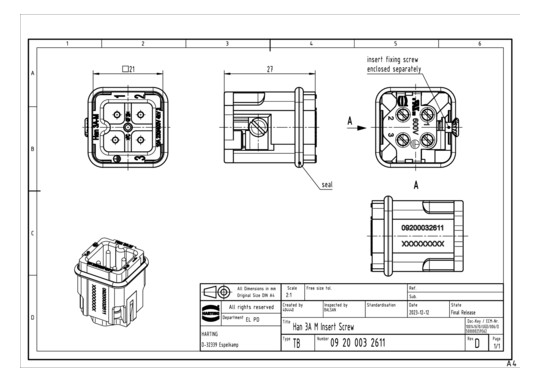 HART Stecker 3-polig         09200032611 