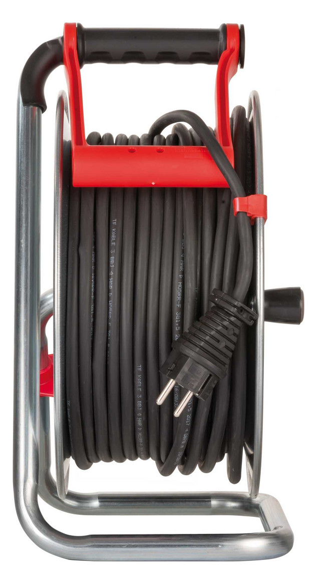 Kabeltrommel 50m H05RR-F 3x1,5mm IP44 3xSteckdosen m.Tragerahmen Kabeltrommel 50m H05RR-F 3x1,5mm IP44 3xSteckdosen m.Tragerahmen