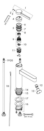 hansgrohe Waschtisch-Einhebelmischer 110 Finoris mit Zugstangen-Ablaufgarnitur, mattweiß