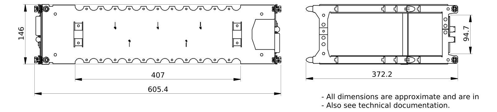 Montageplatte Verteiler ST pulverbesch 147x606mm