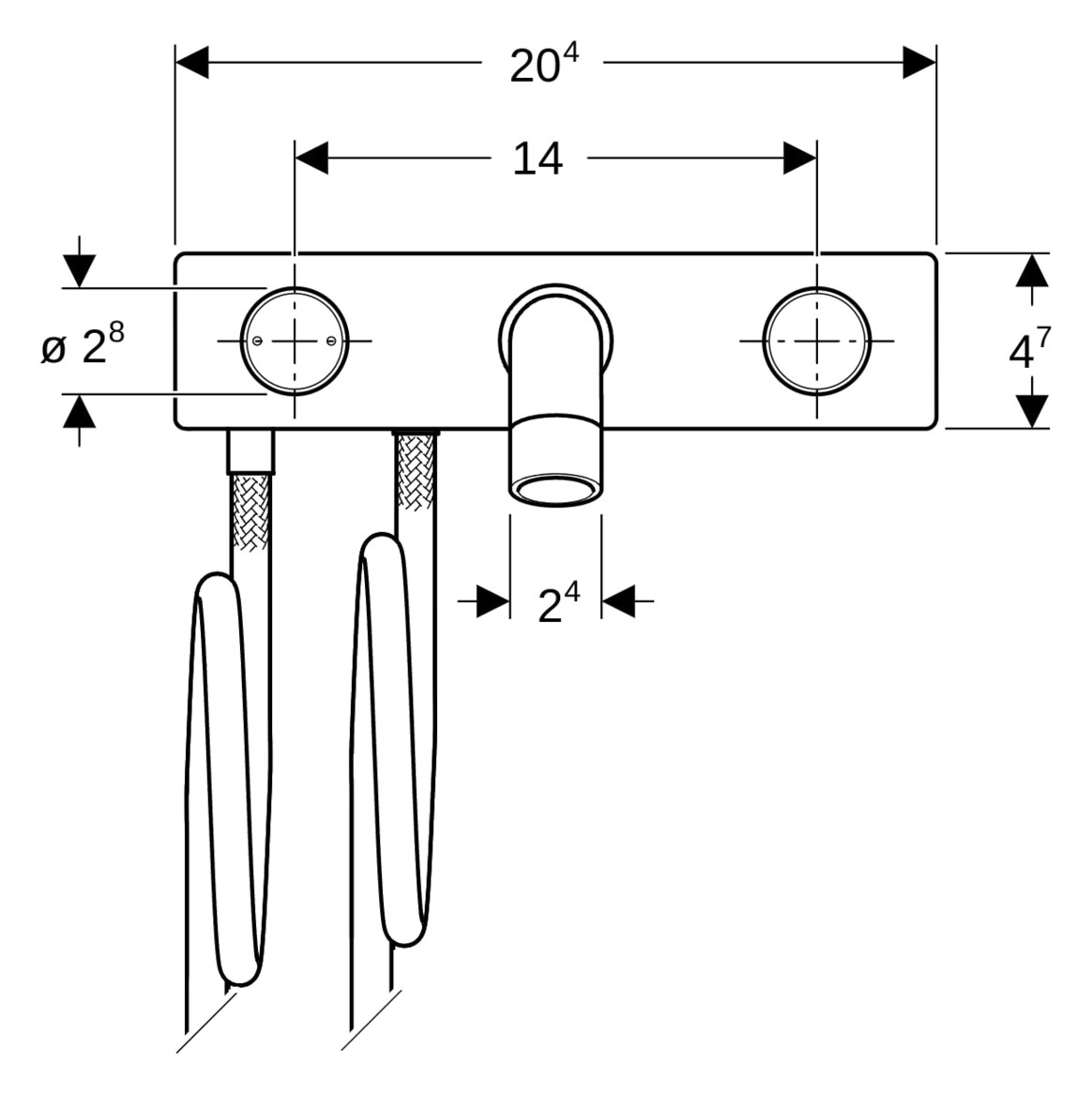 Geberit Waschtisch-Armatur ONE 16,5 cm, Hochglanz-verchromt, Zweigriffmischer, Wandmontage, rund, für UP Funktionsbox
