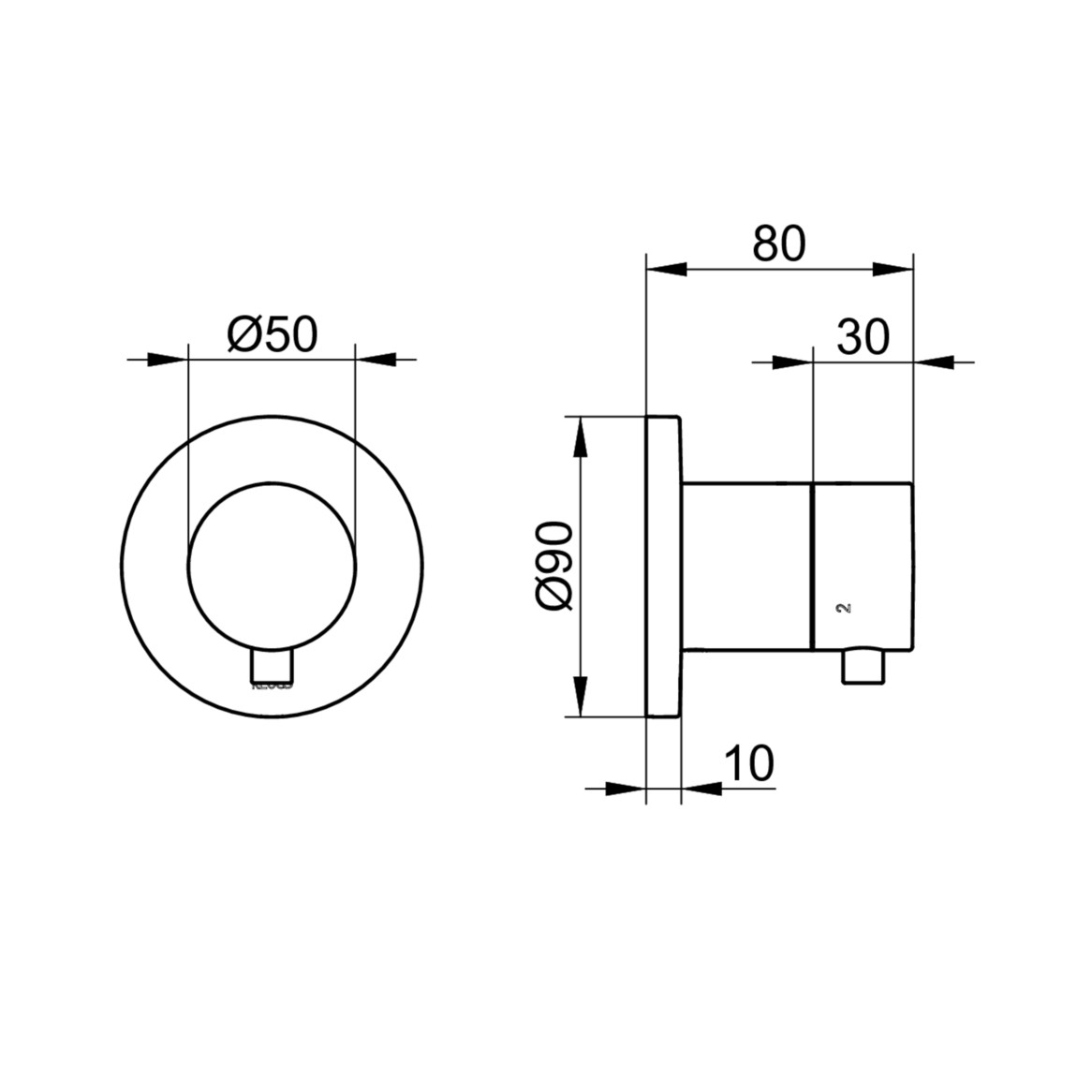 KEUCO Fertigmontageset IXMO Comfort UP-3-Wege-Umstellventil, rund, schwarz matt
