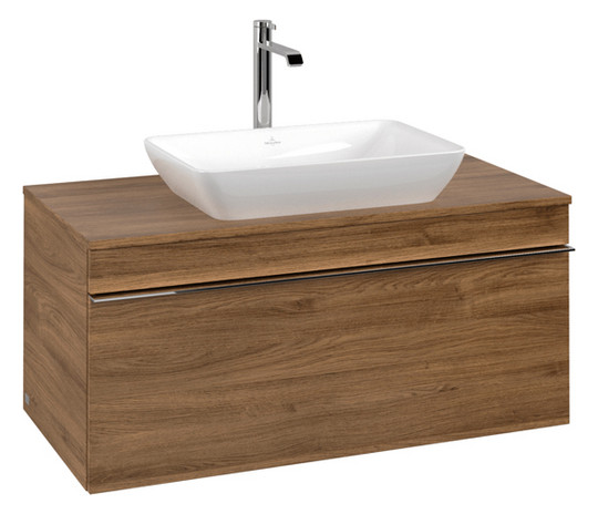V&B Waschtisch-Unterschrank Venticello 95,7x43,6x50,2cm, Waschtisch mittig, Griff Chrom, kansas oak