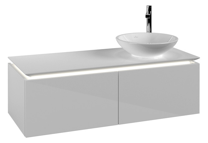 V&B Waschtischunterschrank Legato 120x38x50cm, Waschtisch rechts, mit LED-Beleuchtung, Glossy White V&B Waschtischunterschrank Legato 120x38x50cm, Waschtisch rechts, mit LED-Beleuchtung, Glossy White