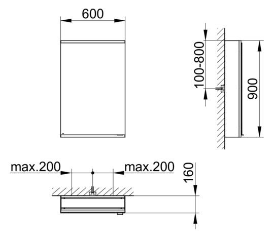 KEUCO Spiegelschrank Royal Modular 2.0 DALI 600 x 900 x 160 mm, 1 Steckdose, Wandvorbau, 1-türig, links, beleuchtet