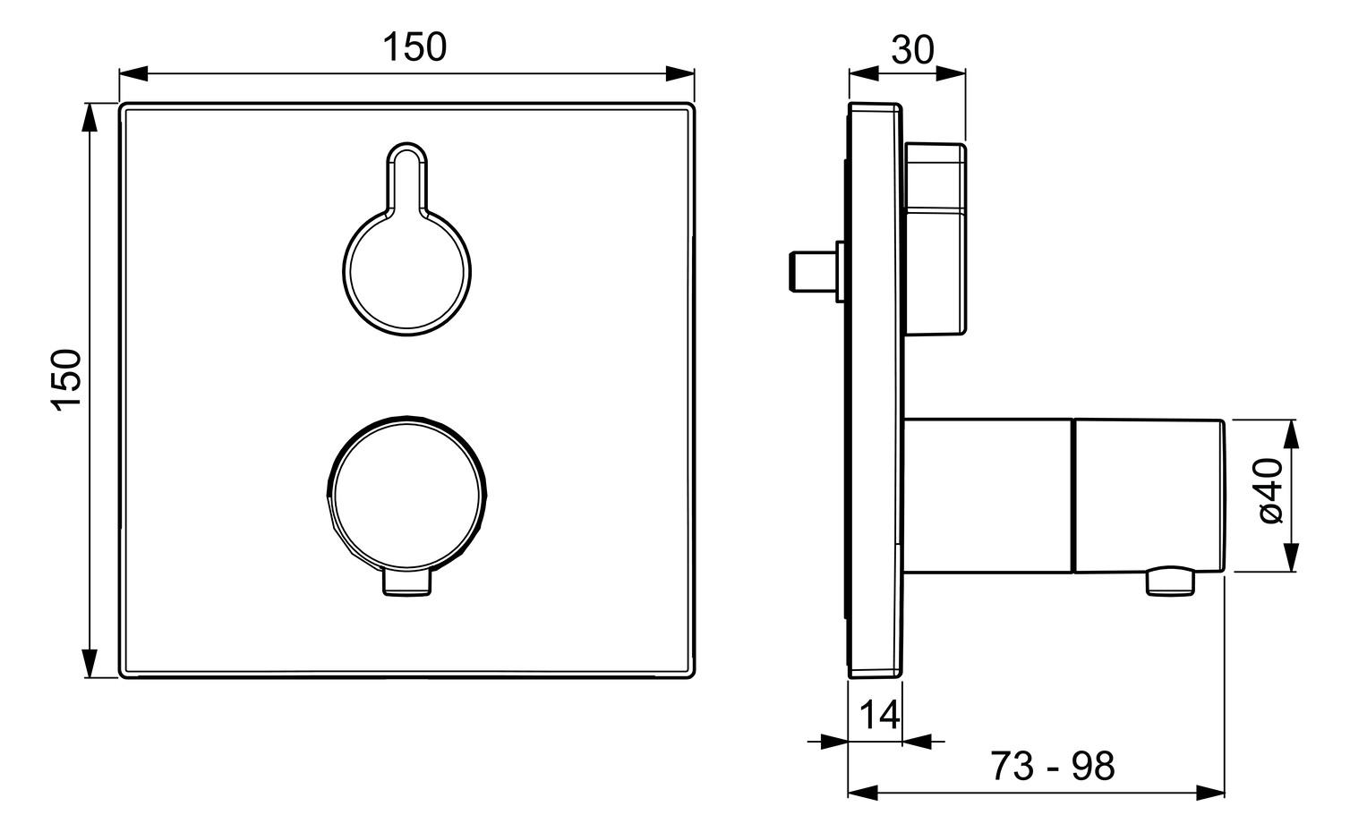 HANSA Fertigmontageset HANSAVAROX PRO UP-Wannen-Thermostat, Drehumsteller, druckunabhängig, Rosette eckig, chrom