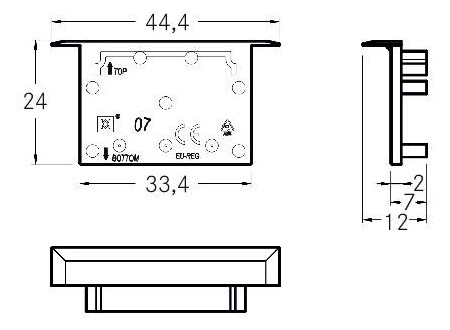 Endkappe ws Kst L44,4mm B24mm H12,5mm Endkappe ws Kst L44,4mm B24mm H12,5mm