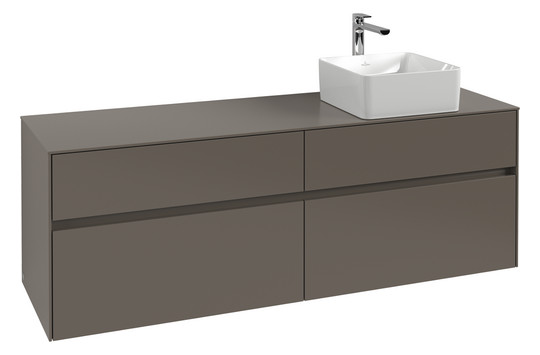 V&B Waschtischunterschrank Collaro 160x54,8x50cm, Waschtisch rechts, LED-Beleuchtung 12W, truffle grey