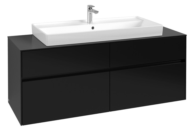 V&B Waschtischunterschrank Collaro 140x54,8x50cm, Waschtisch mittig, black matt laquer V&B Waschtischunterschrank Collaro 140x54,8x50cm, Waschtisch mittig, black matt laquer