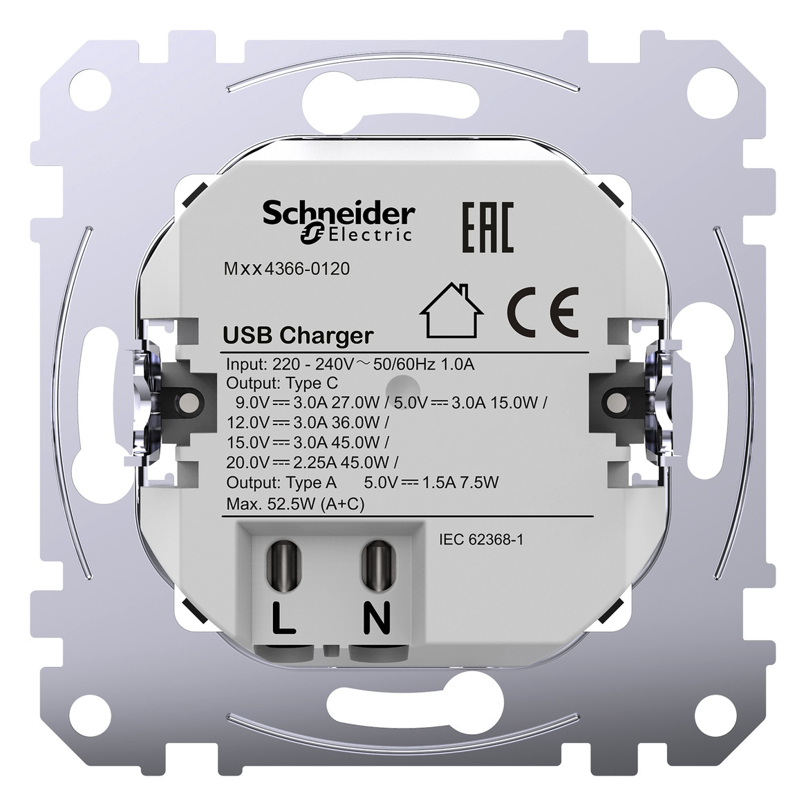 USB-Spannungsversorgung 1USB-A 1USB-C UP 3000mA 20V 50-60Hz