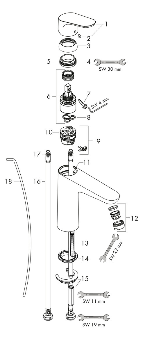 hansgrohe Waschtisch-Einhebelmischer 100 Focus mit Zugstangen-Ablaufgarnitur, chrom