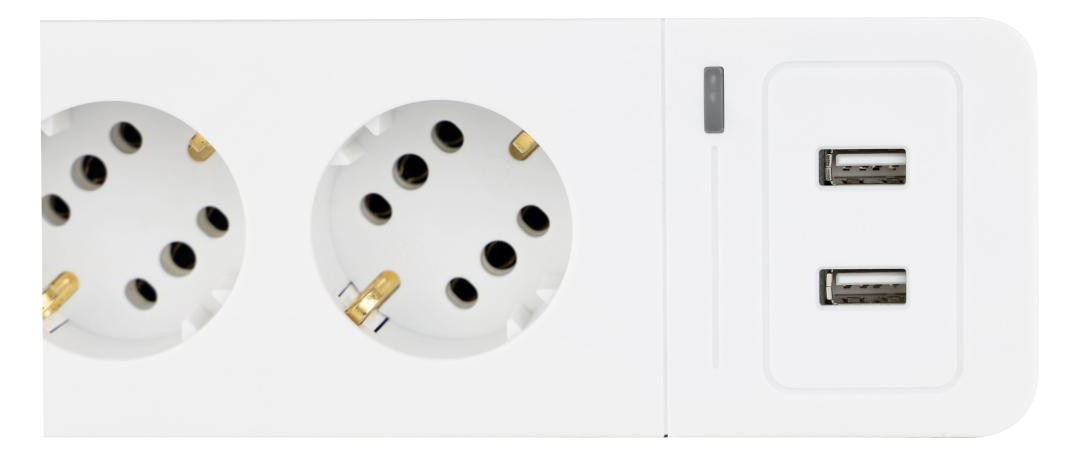 Bild Steckdosenleiste COMBINI 6-fach weiß mit USB und ÜSS - REV-1