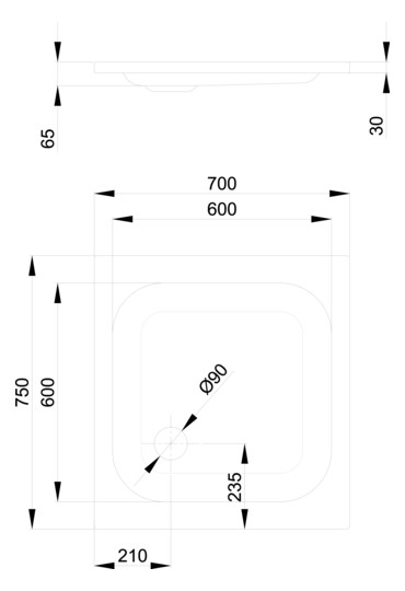 Duschwanne BetteSupra 5360 75x70x6,5cm, calypso
