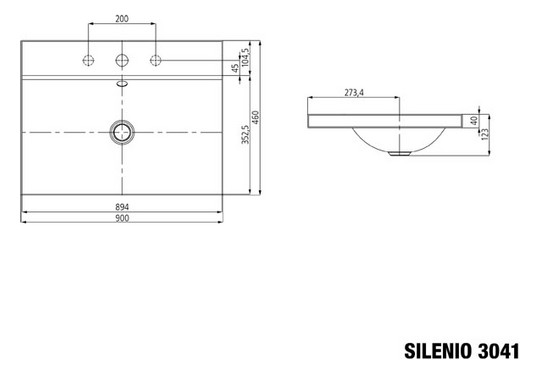 Kaldewei Aufsatz-Waschtisch SILENIO 3041, 90 x 46 x 4 cm, alpinweiss matt Perl-Effekt, ohne Überlauf, 3 Hahnlöcher