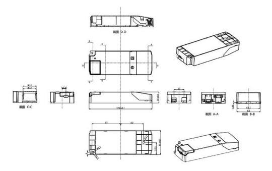 LED-Trafo 42W 800-1050mA 25-40V IP20 dyn Kstgeh 170x65x30mm