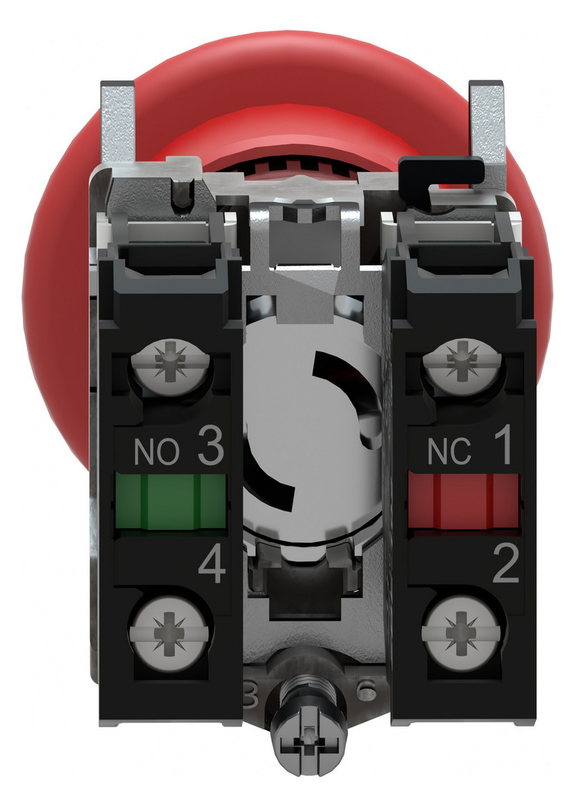 Not-Aus Taster EB IP66 ZugEntr 1S 1Ö Ø22,5mm Einb Schraub
