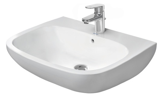 Duravit Waschtisch D-Code 65 x 50 cm, mit Hahnloch, Überlauf, Hahnlochbank, weiß