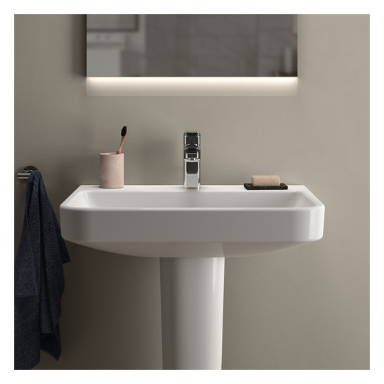 Ideal-Standard Waschtisch i.life B 65x48x18cm, mit Hahnloch, weiß antibakteriell Smart Guard
