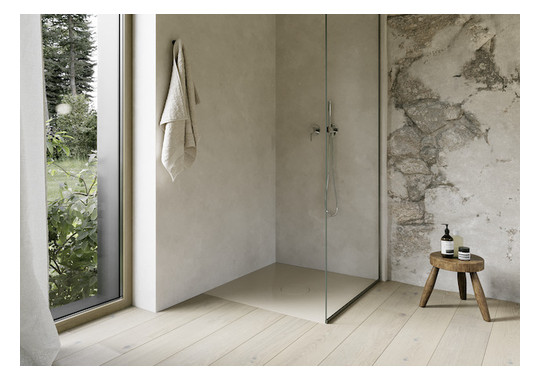 Bette Duschfliese PLUS BetteAir 1000 x 1000 mm, bahama beige, Rechteck, glasierter Titan-Stahl, mit Minimum-Täger