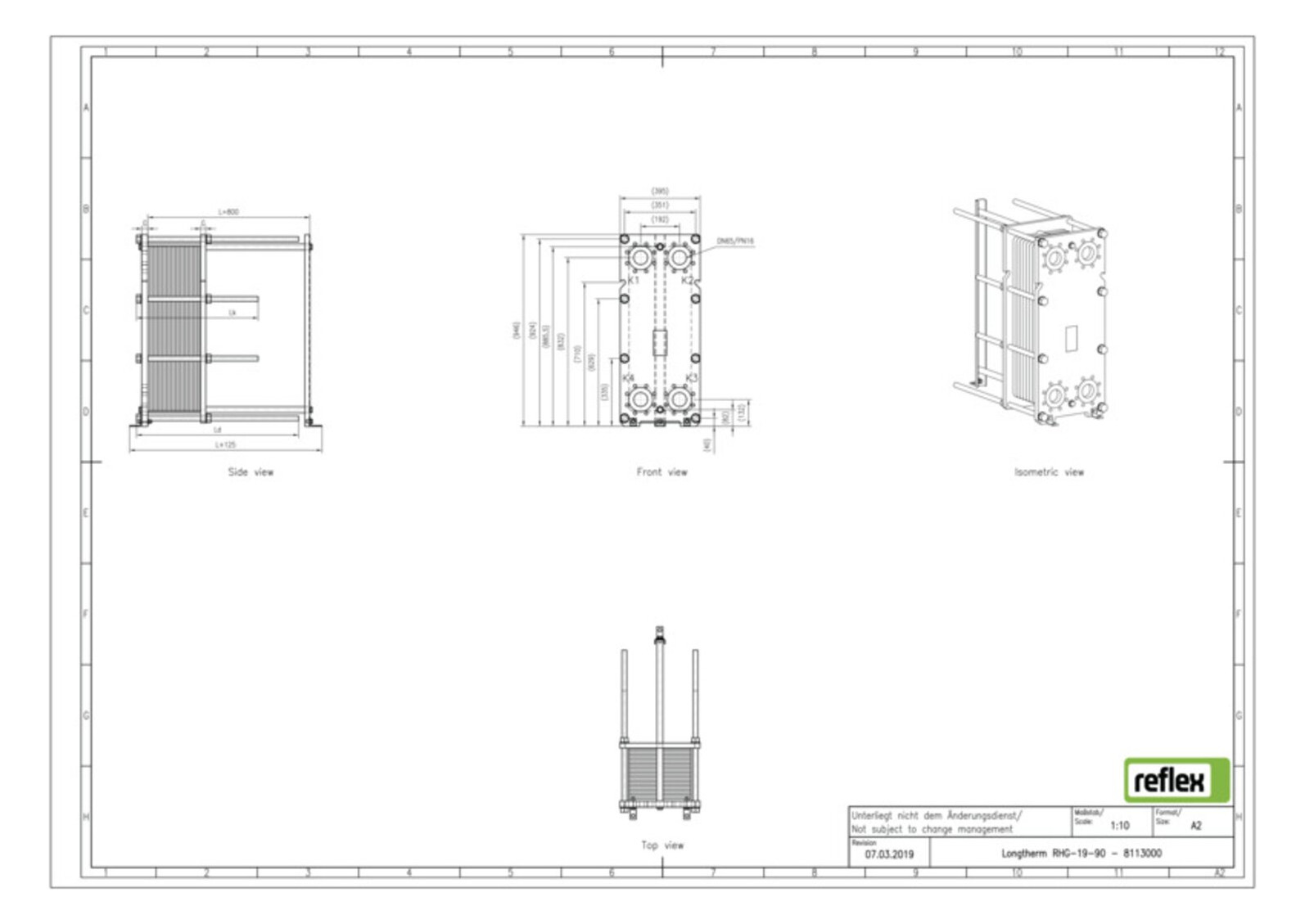 Reflex Wärmetauscher Longtherm RHG-19-90 Plattenzahl 90, geschraubt, Edelstahl