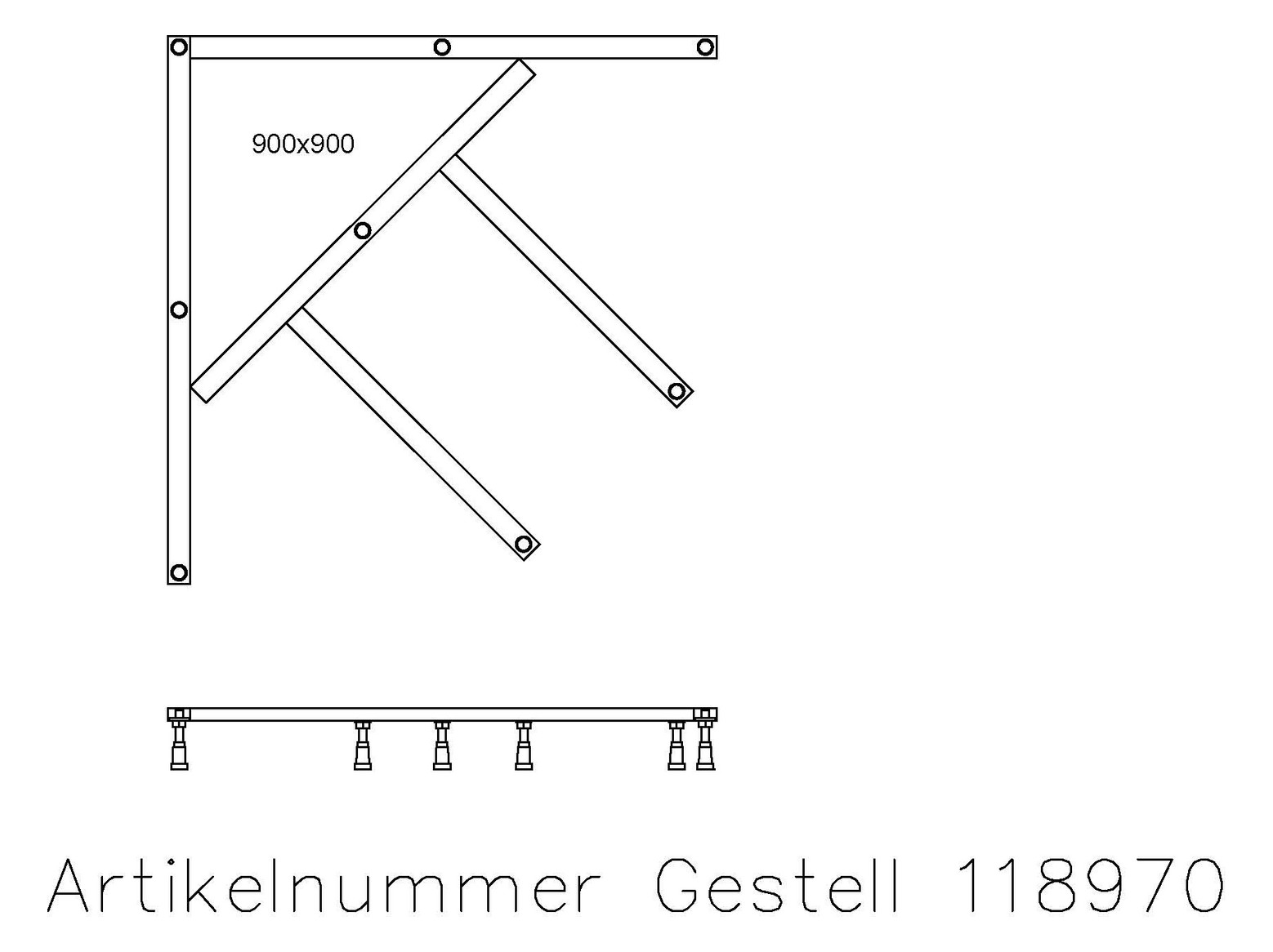 Hoesch Untergestell Muna für Viertelkreis 80 x 80 cm Hoesch Untergestell Muna für Viertelkreis 80 x 80 cm