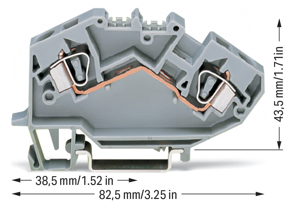 Reihenklemme 0,2-6qmm Serie 782 1Etage 2kl gr 41A Hutschiene TH35