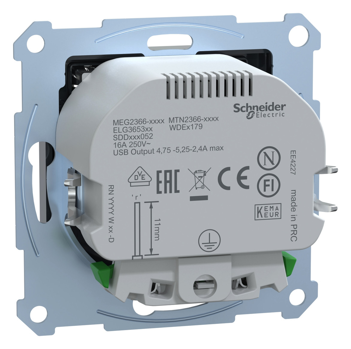 Steckdose 1f anth mt 2USB-A UP m.BS USB IP20 Mit erhöhtem Berührungsschutz