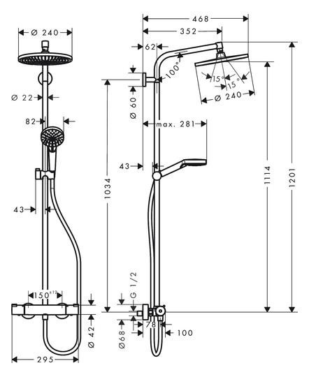 hansgrohe Showerpipe Crometta S mit Thermostat, 16 l/min, chrom
