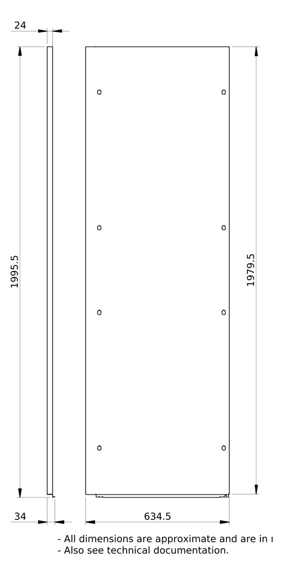 Seitenwand ST 600mm 40HE RAL9003 pulverbesch
