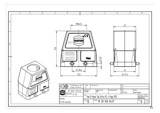 HART Tüllengehäuse M32       19300100427 