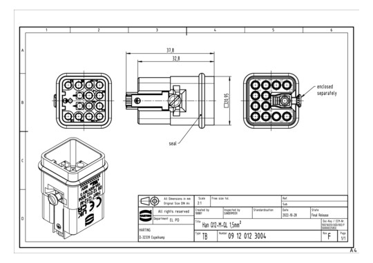 HART Han Q12-M-QL 1,5qmm     09120123004 