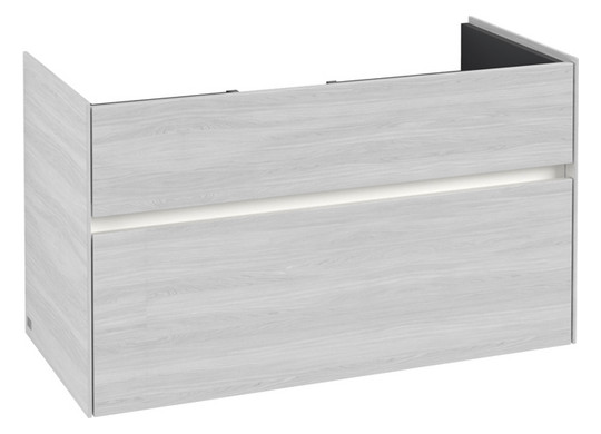 V&B Waschtischunterschrank Collaro 95,4x54,6x44,4cm, Waschbecken mittig, LED-Beleuchtung 7W, white wood