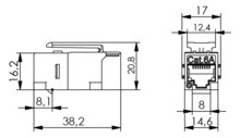 Modular-Kupplung 6 RJ45/RJ12 Schirm ger Buchse/Buchse einrasten