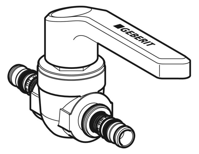 Geberit Kugelhahn Mepla Ø 50 mm, mit Betätigungshebel, Messing