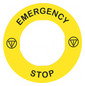 Bezeichnungsschild ge rnd NOT-AUS Ø60mm englisch Bez.Schild Symbol E-Stop