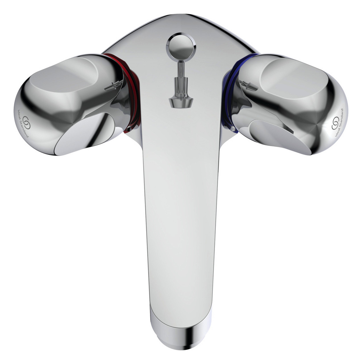 Ideal-Standard Waschtisch-Zweigriff-Armatur Alpha mit Ablaufgarnitur, Ausladung 120mm, verchromt