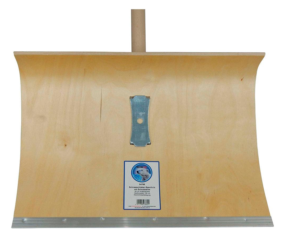 Bild Schneeschieber Holz 500mm mit Stiel+Alu- Schutzkante - SHW-3