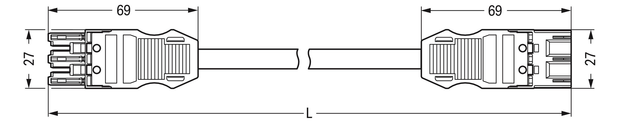 Systemverbindung 3p Serie 771 H05VV-F sw 2,5qmm 3x2,5qmm L4000mm Buchse Stecker Systemverbindung 3p Serie 771 H05VV-F sw 2,5qmm 3x2,5qmm L4000mm Buchse Stecker