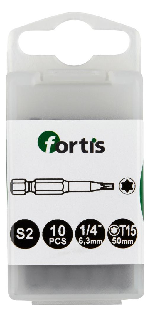 Bild Bit zähhart 1/4"" DIN3126 E6,3 T15x50mm 10er Pack FORTIS-0