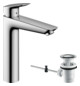 hansgrohe Waschtisch-Einhebelmischer 190 Logis mit Zugstangen-Ablaufgarnitur, chrom