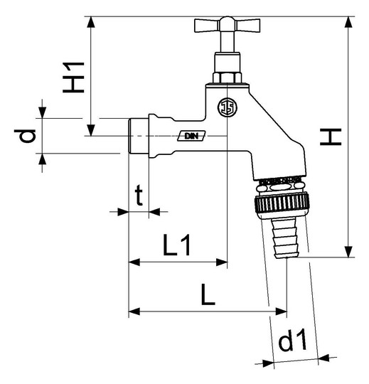 Schlösser Auslaufventil 1750 DN 15, 1/2", poliert, verchromt, mit Belüfter und Rückflussverhinderer, poliert verchromt