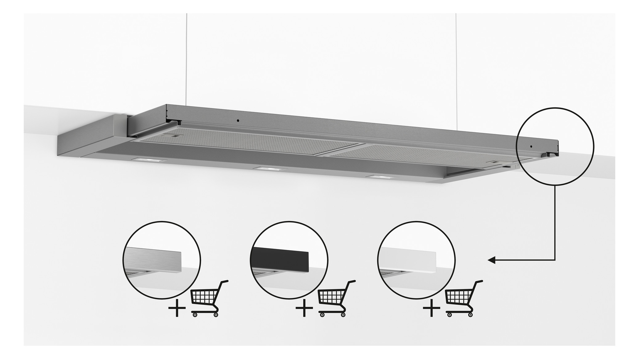 Dunstabzugshaube Flschirm 900mm si A LED 63dB 412cbm/h Ø120-150mm 4st Abl/Uml